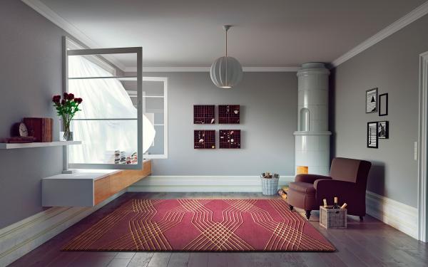 Modern living room interior. Beautiful window view zone.3d rendering design